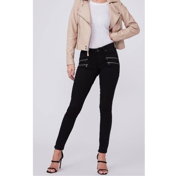 NEW 𝅺PAIGE Denim Transcend Edgemont Ultra Skinny Jeans Black Shadow - Picture 1 of 5